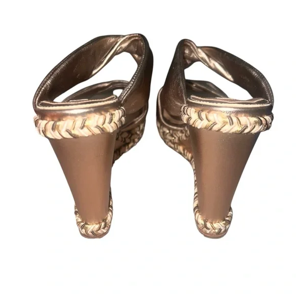 AQUAZZURA Twist Double Band Espadrille Platform Wedge Sandal Copper 7.5US 38IT